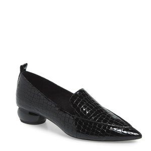 Jeffrey Campbell black patent mix croc loafers size 7